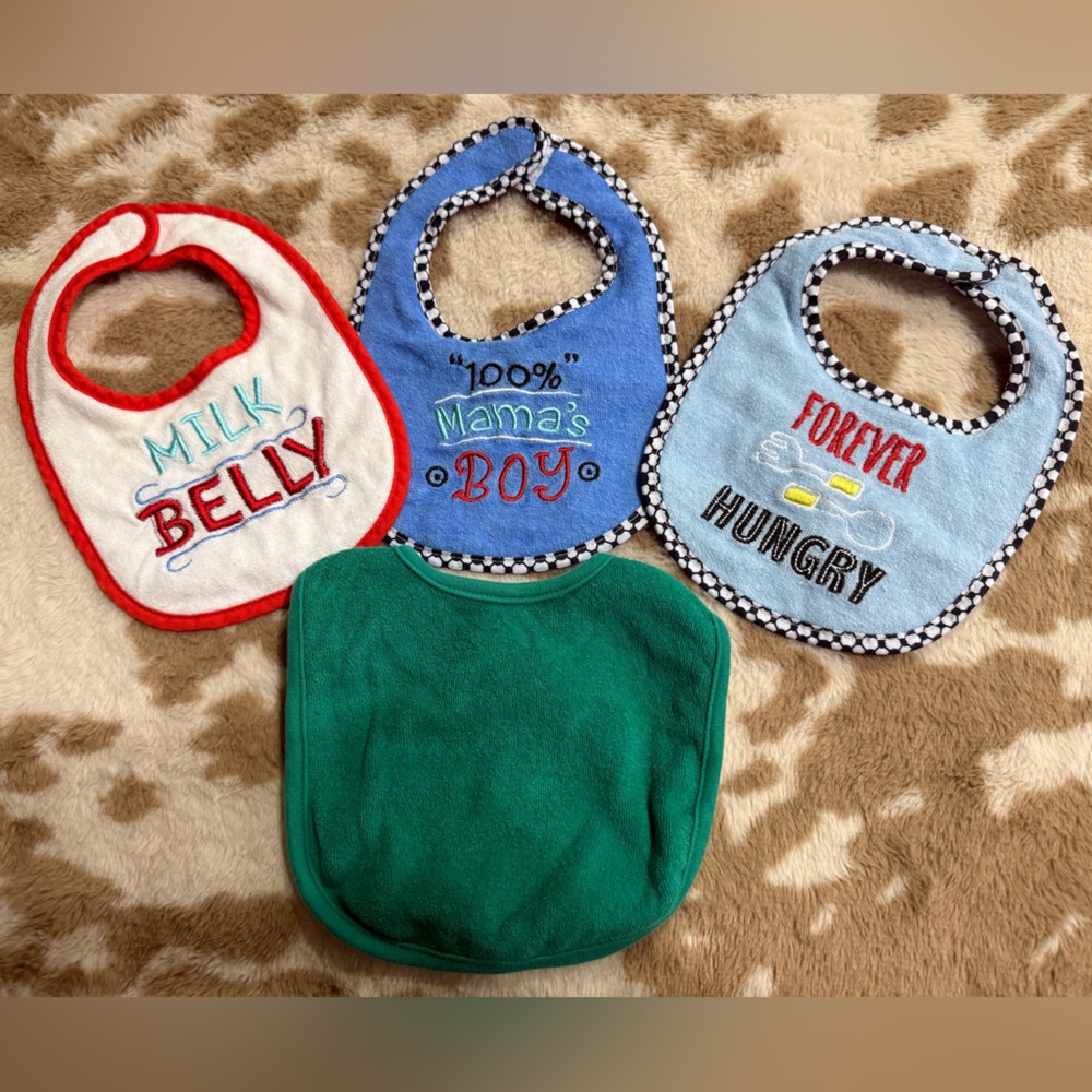 Baby Boy Bib Bundle 4pc | Funny Sayings Feeding Bibs